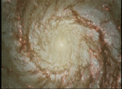 The whirlpool galaxy as seen by the Hubble Space Telescope.