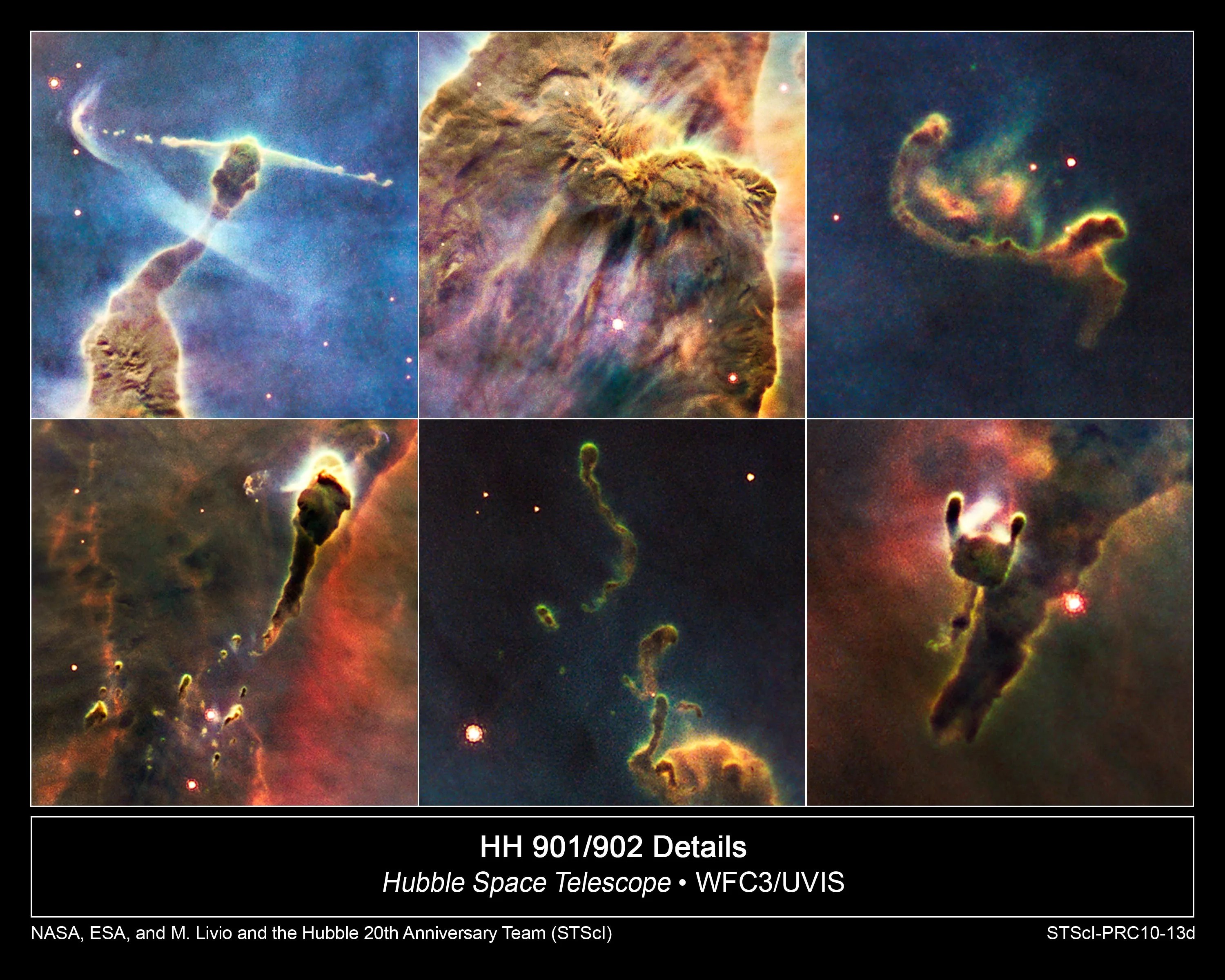 Hubble collage of sections of Carina Nebula