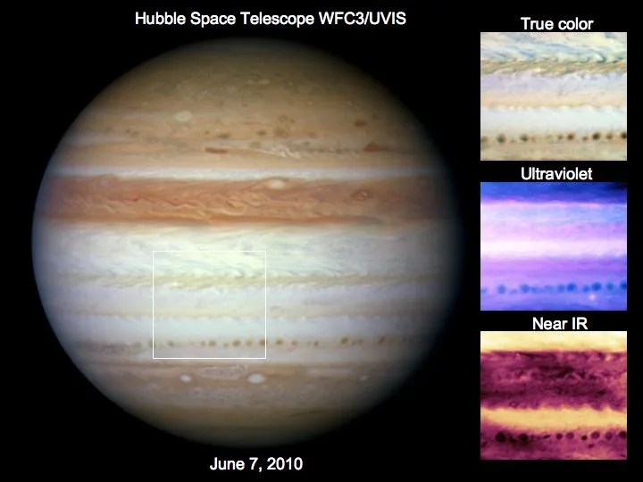 Hubble image of Jupiter in different colors.