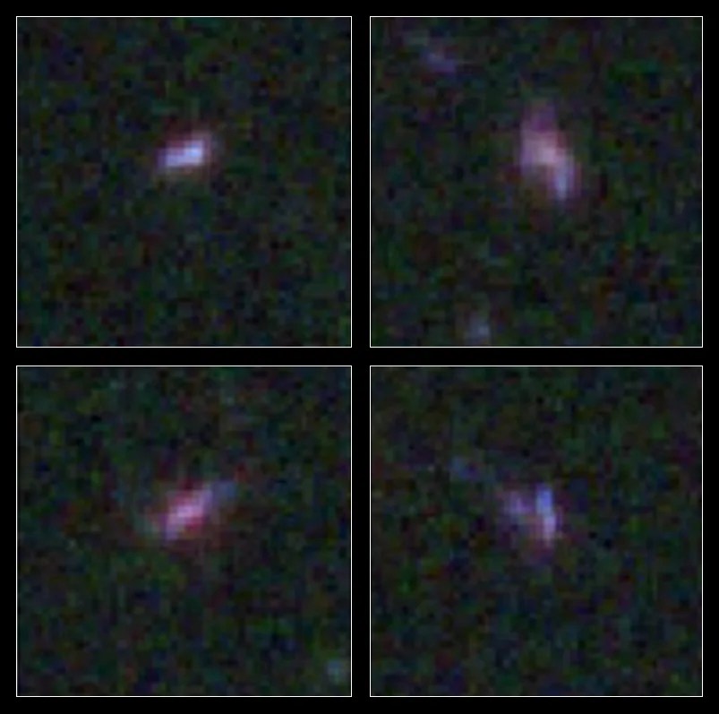 montage of four small, young galaxies imaged by Hubble