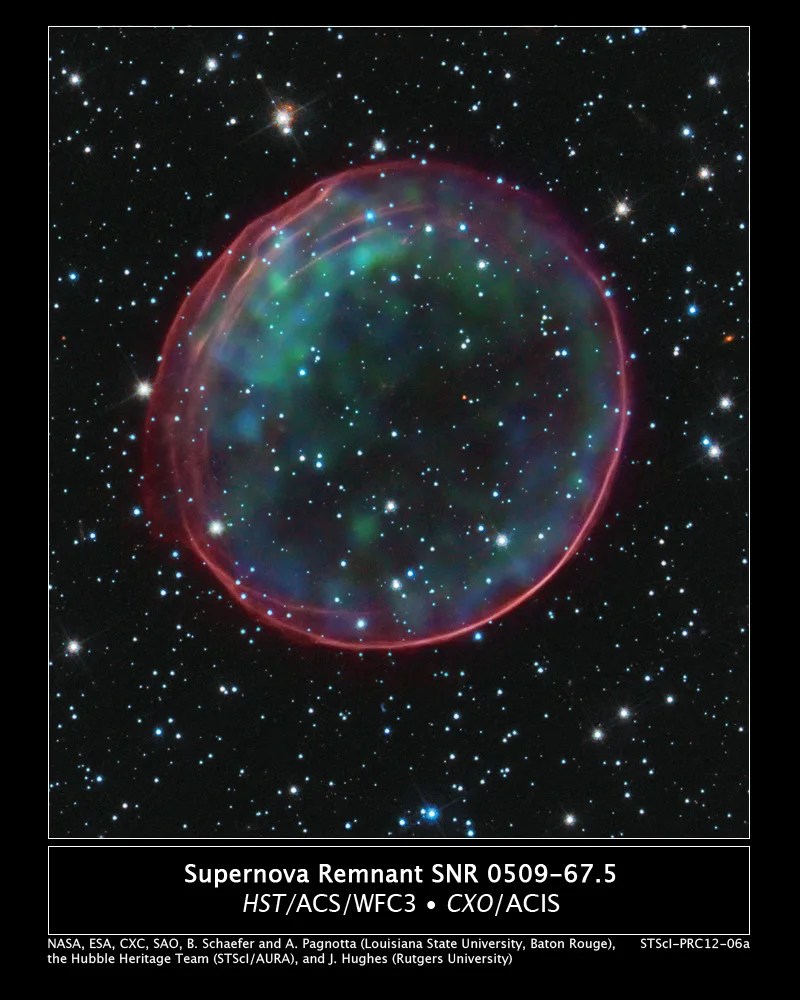 Hubble image of Type Ia Supernova Remnant 0509-67.5 is pretty