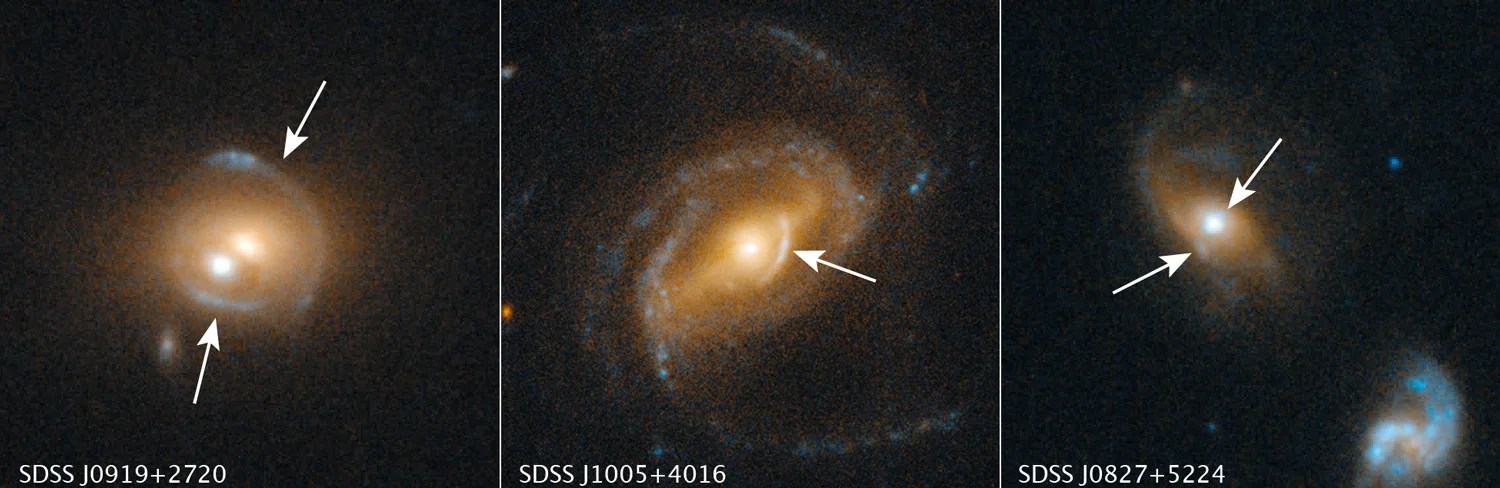 gravitational arcs and rings in galaxies seen by Hubble Space Telescope
