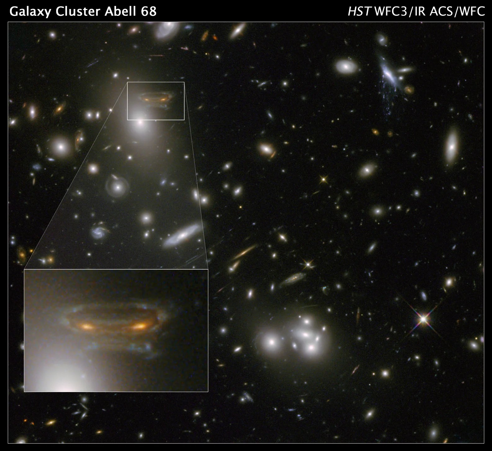 Hubble image of Abell 68 galaxy cluster