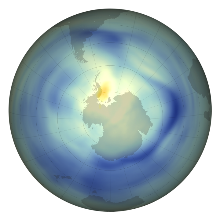 Ozone layer data over globe