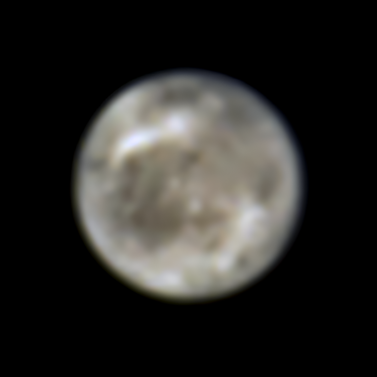 This image presents Jupiter's moon Ganymede as seen by the NASA's Hubble Space Telescope in 1996.