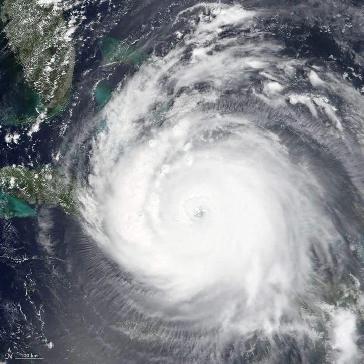 Satellite data of hurricane