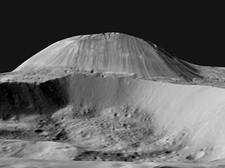 Simulated view of Ahuna Mons, Ceres