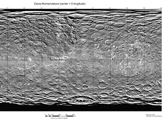 Map of Ceres with named craters